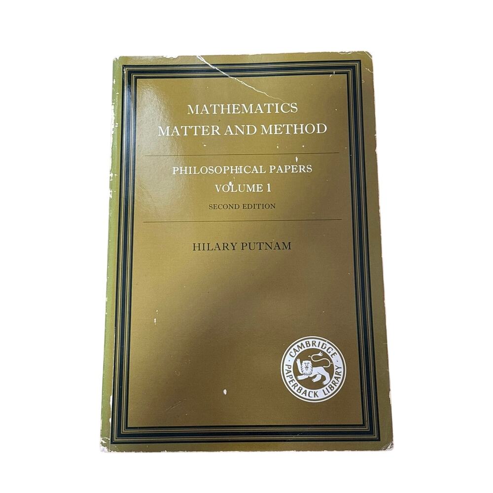 Hilary Putnam Mathematics Matter Method Philosophical Papers Vol 1 2nd Ed PB